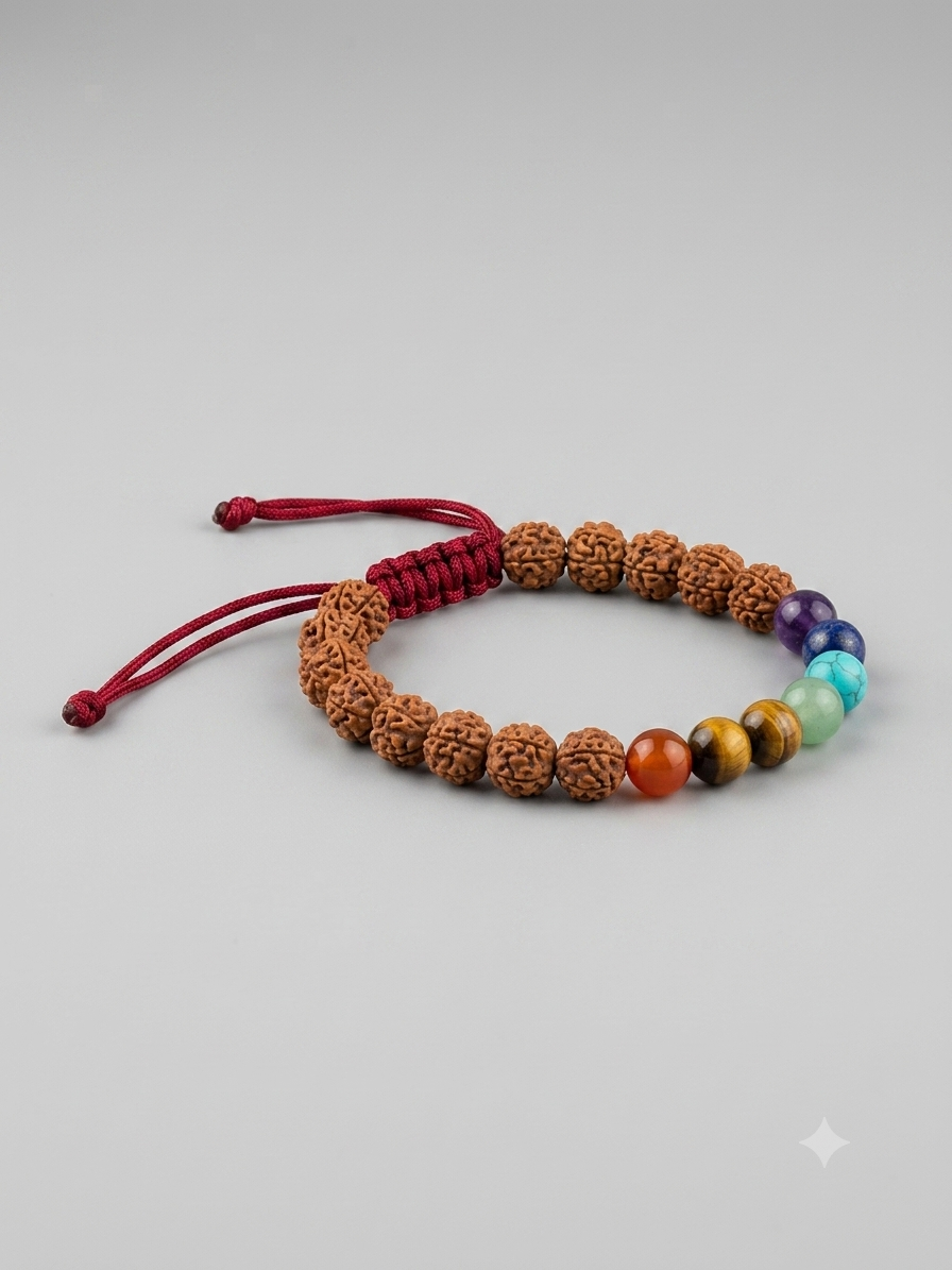 seven chakra crystal with rudraksh