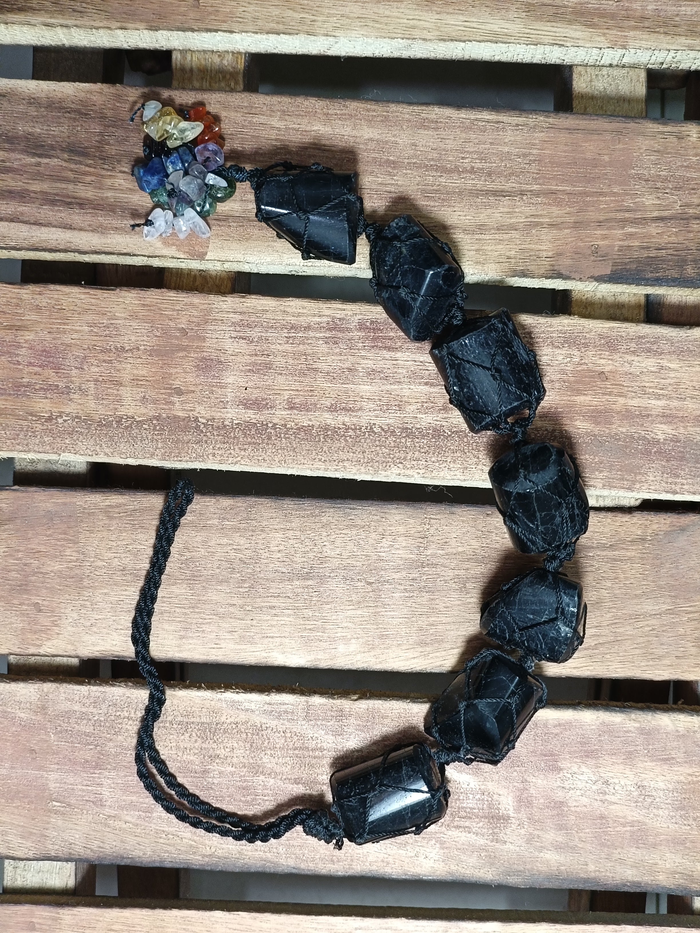 Black Tourmaline Hanger with Seven Chakra