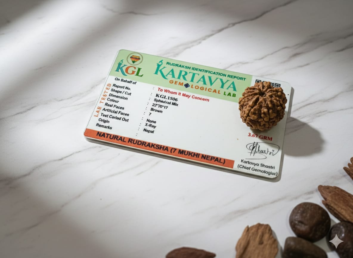 7 Mukhi Rudraksha Bead Original Nepali Natural and Lab Certified