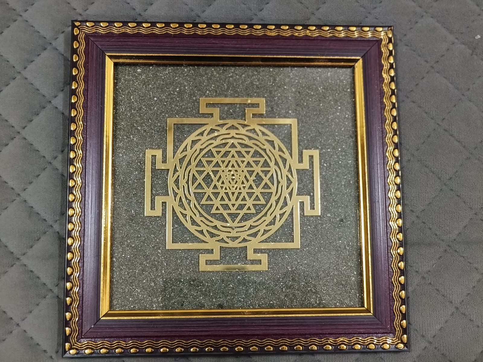 Pyrite Stone Frame with Shree Yantra to Attract Money
