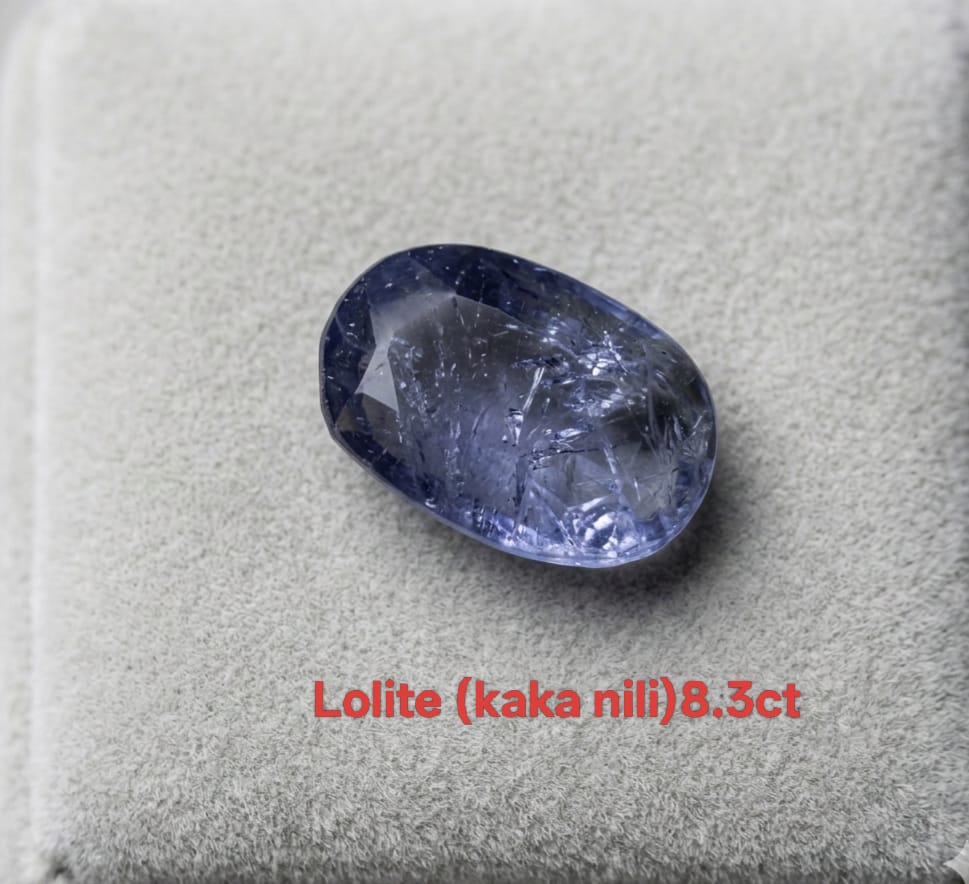 Kaka Neeli (Lolite) Stone Original Certified 8.3 carat